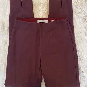 VINCE burgundy stretch pants leggings skinny XS